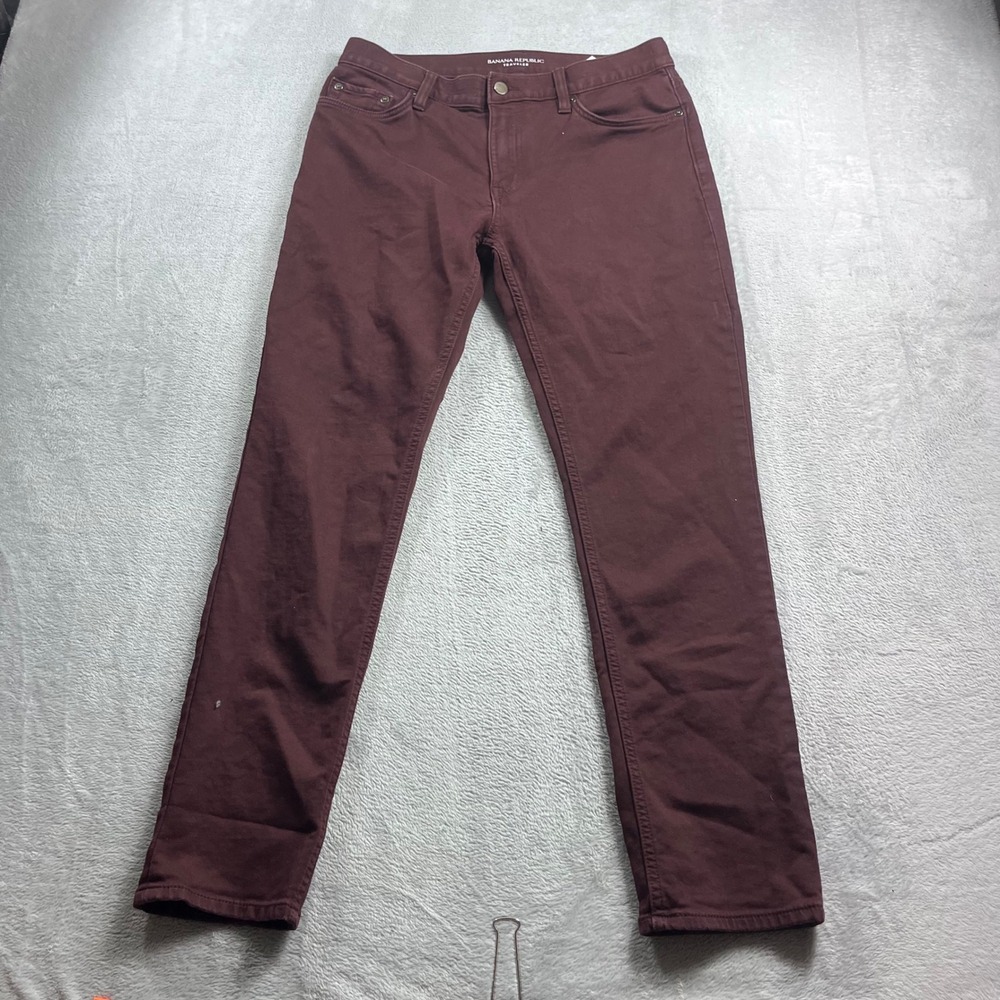 Banana Republic Traveler Slim Fit Pants Mens 31x30 Burgundy Maroon 5-Pocket